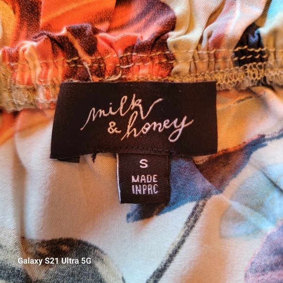 Milk & Honey Cropped Top & Short Set Hawaiian Print Green Foliage Size S NWT - Picture 6 of 10